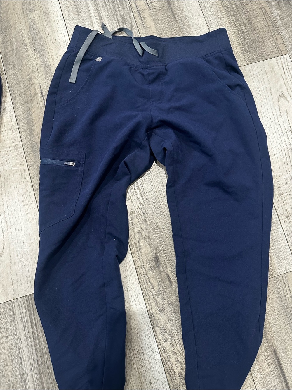 Figs Navy Track Joggers with Gray Drawstring